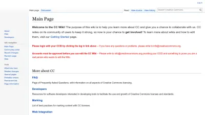 Screenshot of Wiki.creativecommons.org