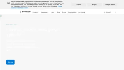 Screenshot of Developer.microsoft.com