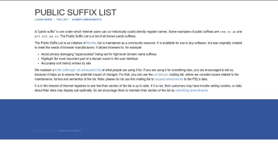 Screenshot preview of publicsuffix.org