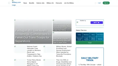 Screenshot preview of military.com