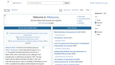 Screenshot of En.wikisource.org