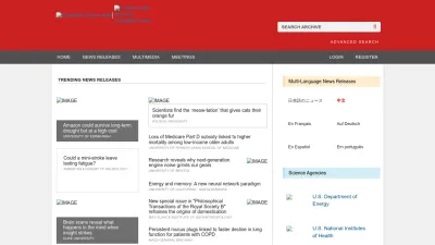Screenshot preview of eurekalert.org