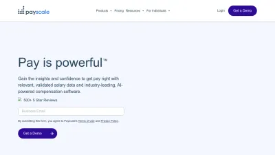 Screenshot of Payscale.com