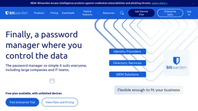 Screenshot of Bitwarden.com