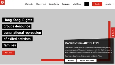 Screenshot of Article19.org