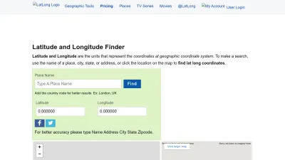 Screenshot of Latlong.net