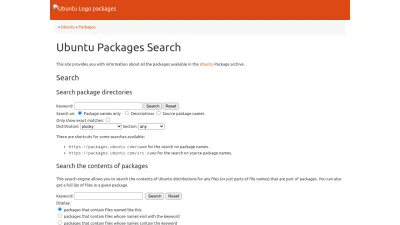 Screenshot of Packages.ubuntu.com
