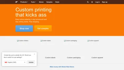 Screenshot of Stickermule.com
