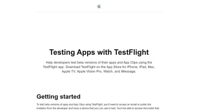 Screenshot of Testflight.apple.com