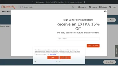 Screenshot preview of shutterfly.com