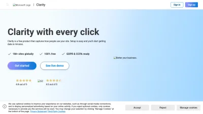 Screenshot of Clarity.microsoft.com