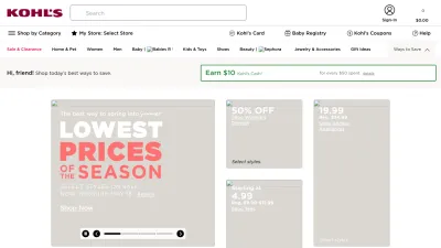 Screenshot preview of kohls.com