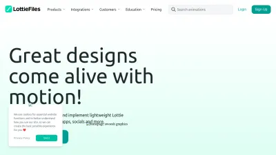 Screenshot preview of lottiefiles.com