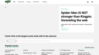 Screenshot preview of comicvine.gamespot.com