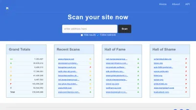 Screenshot of Securityheaders.com