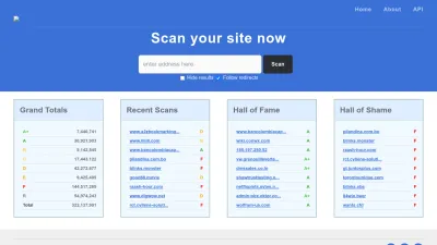 Screenshot preview of securityheaders.com