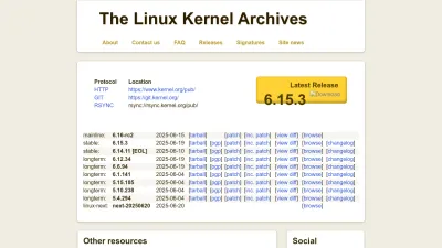 Screenshot preview of kernel.org