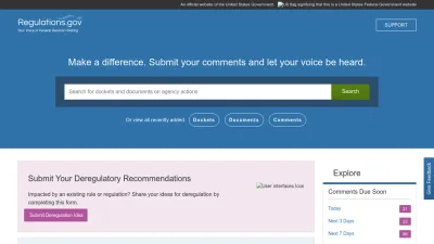 Screenshot preview of regulations.gov