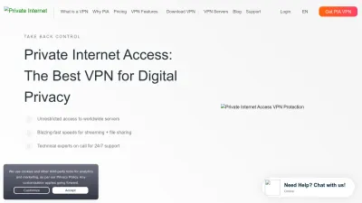 Screenshot of Privateinternetaccess.com