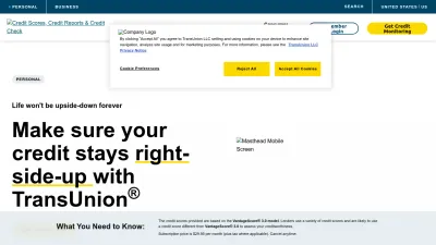 Screenshot of Transunion.com
