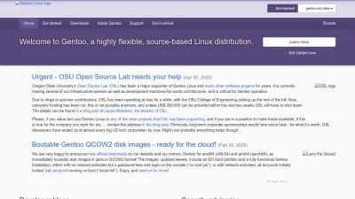 Screenshot of Gentoo.org