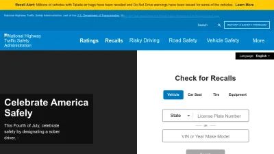 Screenshot preview of nhtsa.gov