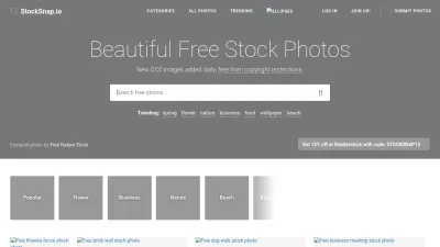 Screenshot preview of stocksnap.io