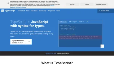 Screenshot of Typescriptlang.org