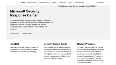 Screenshot of Msrc.microsoft.com
