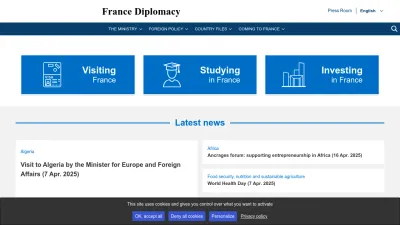 Screenshot of Diplomatie.gouv.fr