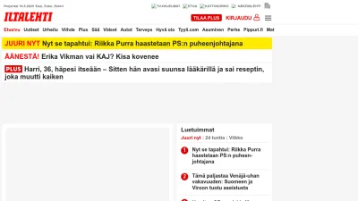 Screenshot of Iltalehti.fi