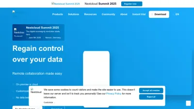 Screenshot of Nextcloud.com