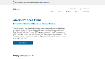 Screenshot preview of sbir.gov