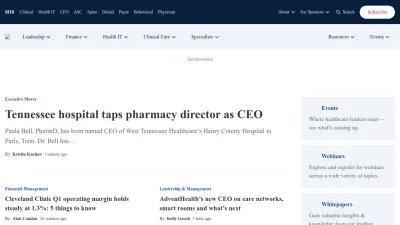 Screenshot of Beckershospitalreview.com