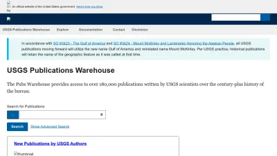 Screenshot of Pubs.usgs.gov