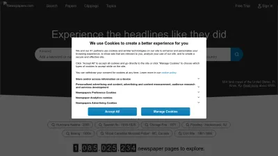 Screenshot of Newspapers.com