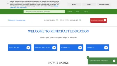 Screenshot of Education.minecraft.net