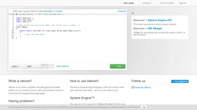 Screenshot of Ideone.com
