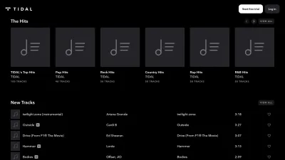 Screenshot preview of tidal.com