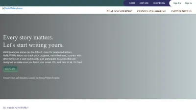 Screenshot of Nanowrimo.org