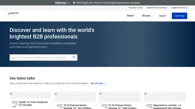 Screenshot of Brighttalk.com