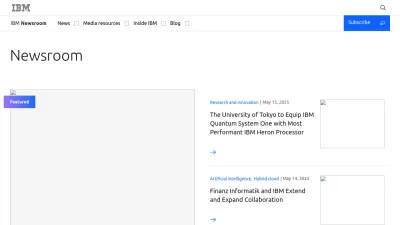Screenshot preview of newsroom.ibm.com