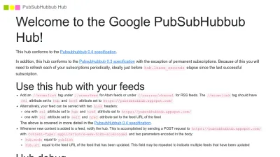 Screenshot of Pubsubhubbub.appspot.com