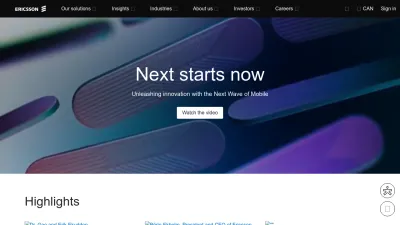 Screenshot of Ericsson.com