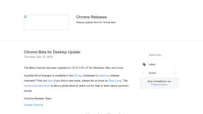 Screenshot of Chromereleases.googleblog.com