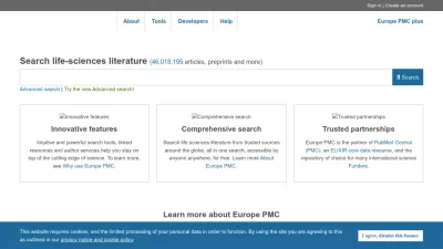 Screenshot of Europepmc.org