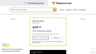 Screenshot of Thesaurus.com
