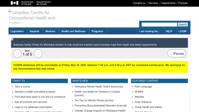 Screenshot of Ccohs.ca