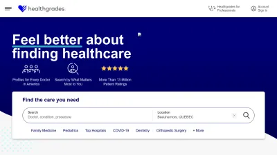 Screenshot preview of healthgrades.com