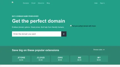 Screenshot preview of hover.com